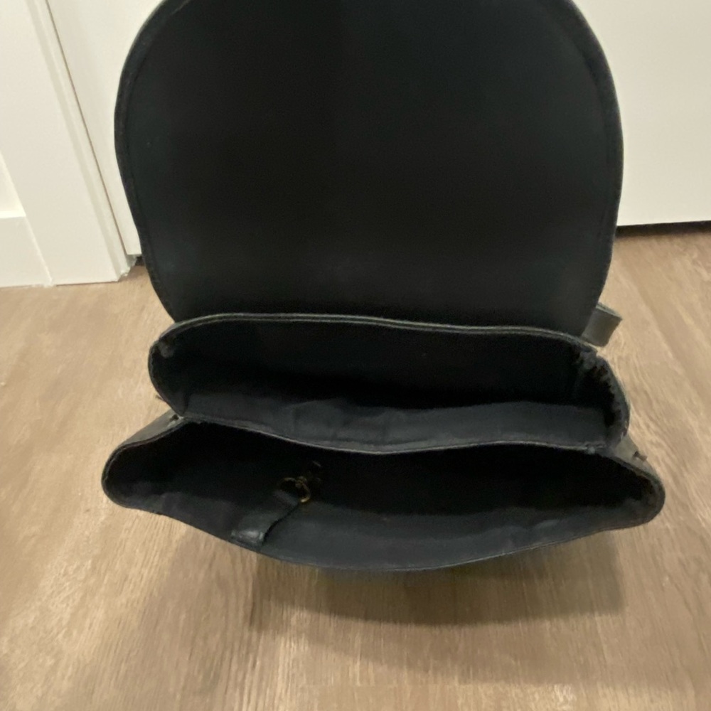 Black Leather Backpack With Two Sections Inside -… - image 6